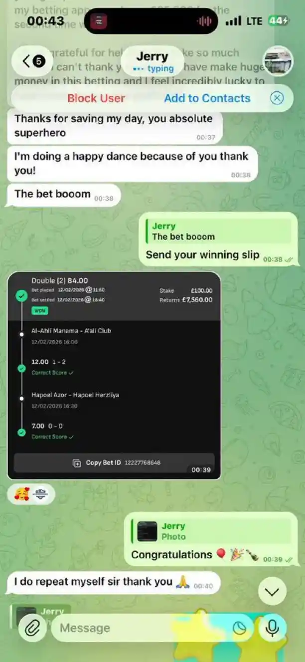 Fixed Matches Client Proof 84 Odds 12 February 2026